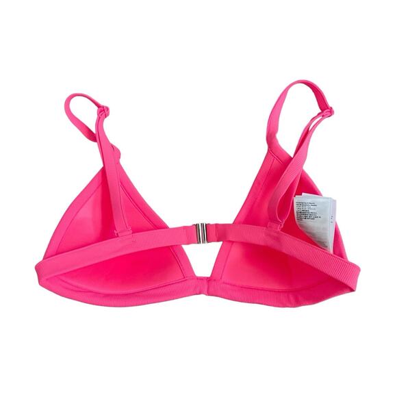 H&M Womens Size 10 Neon Hot Pink Triangle Bikini Bathing Swim Suit Top - Picture 2 of 5